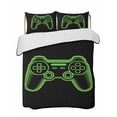 thumbnail image 2 of Quilts Twin Size, Green Game Controller Soft Comforter Bedding Set for Bed, Modern Art Gaming Handheld Black Lightweight Quilted Bedspread with Pillow Cover(2 Pieces) for All Season, 68x86 Inch, 2 of 6