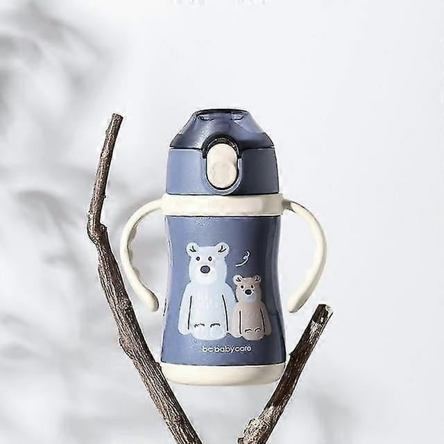 240ML Stainless Steel Thermos Cup Anti Choke Outdoor Straw Vacuum Insulated Cup(Blue)