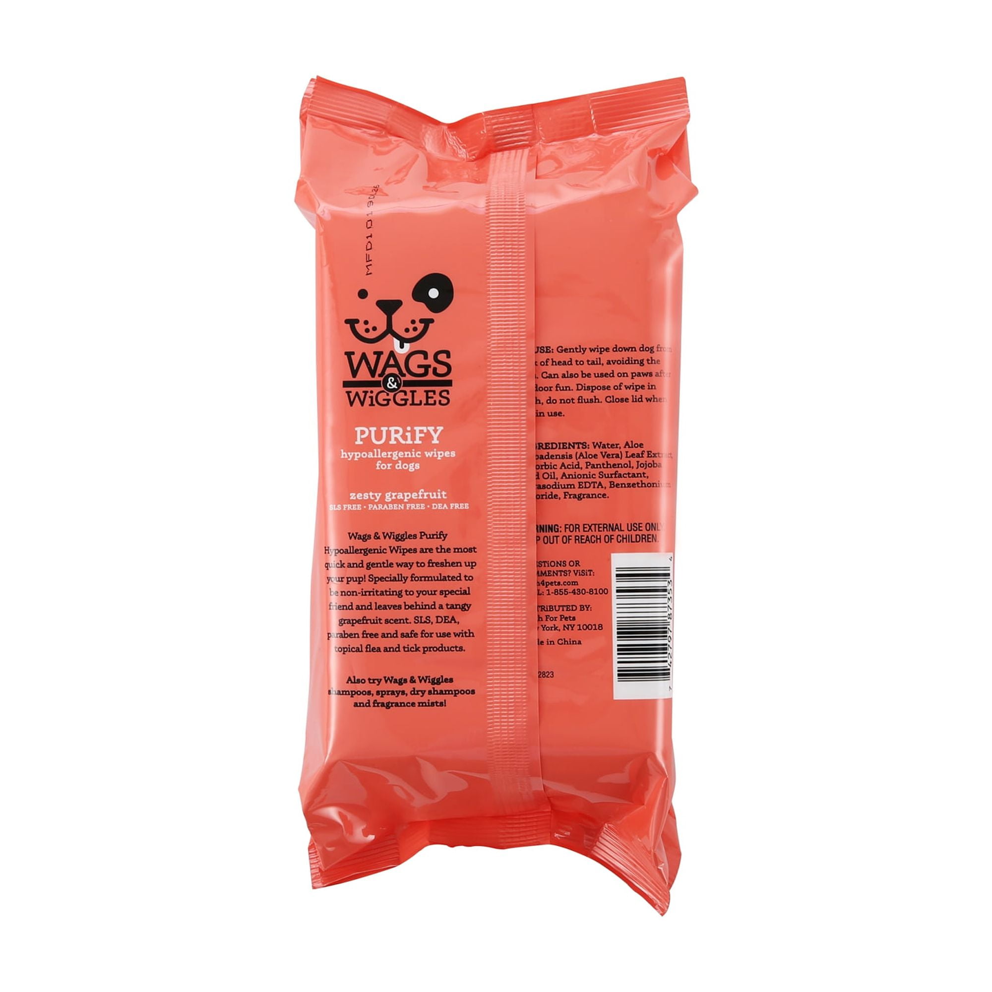 Wags & Wiggles Purify Hypoallergenic Dog Wipes, 100ct