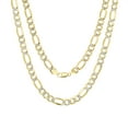 thumbnail image 2 of Nuragold 14k Real Yellow Gold Solid Figaro Link 7.5mm Diamond Cut Pave Chain Necklace (20"-30") Two Tone Italian Jewelry for Men, 2 of 6