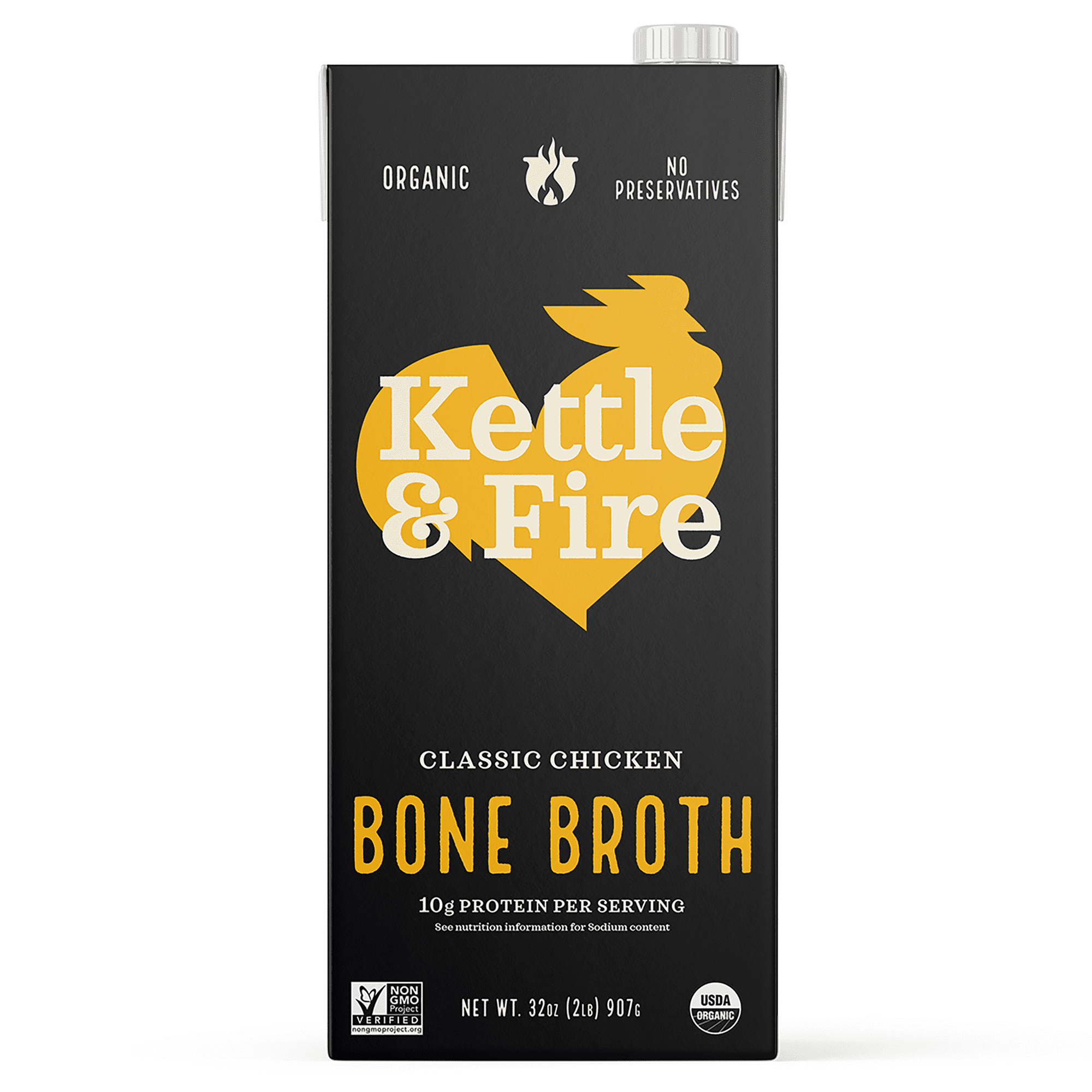 (8 pack) Kettle & Fire Classic Chicken Bone Broth, Shelf-Stable, 32 oz