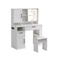 thumbnail image 4 of Kadyn Vanity Table with Large Sliding Lighted Mirror, Dressing Table with 2 Drawers, Storage Shelves and Upholstered Stool, White, 4 of 9