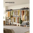 thumbnail image 2 of SONGMICS Heavy-Duty Clothes Rack, Extendable Garment Rack, Portable Closet with Adjustable Mesh Shelves and Hanging Rails, Hooks, Ink Black, 2 of 5