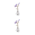 thumbnail image 1 of Naiovety Estatuilla de flores de cristal transparente Ramos de escritorio Fiesta Día de la madre Púrpura 2Conjunto, 1 of 6