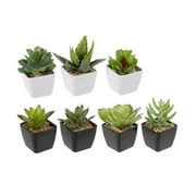 Petites plantes succulentes artificielles en plastique vert dans des mini pots en plastique, style aléatoire, 1 pièce/paquet