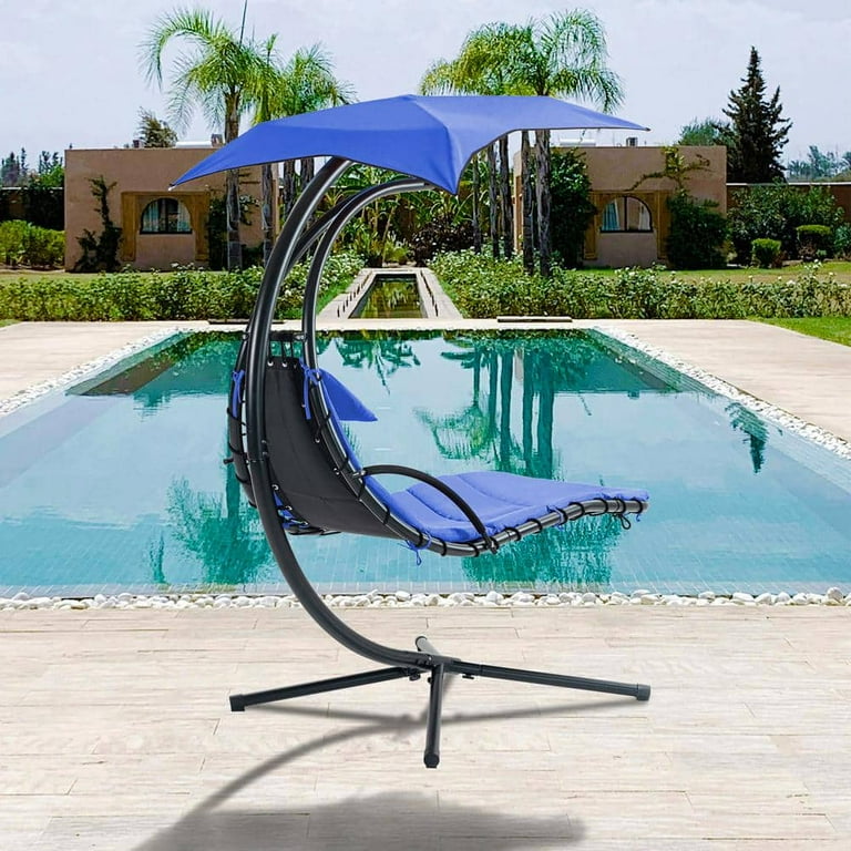 Free Standing Zero Gravity Versatile Hammock Chair Hanging Chaise Lounge with Removable Canopy with Built in Pillow Walmart