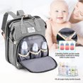 thumbnail image 5 of Diaper Bag Backpack, 3 in 1 Backpack with Foldable Crib & Insulated Milk Bottle Pocket, Baby Nappy Changing Travel Bag for Moms Dads - Gray, 5 of 8