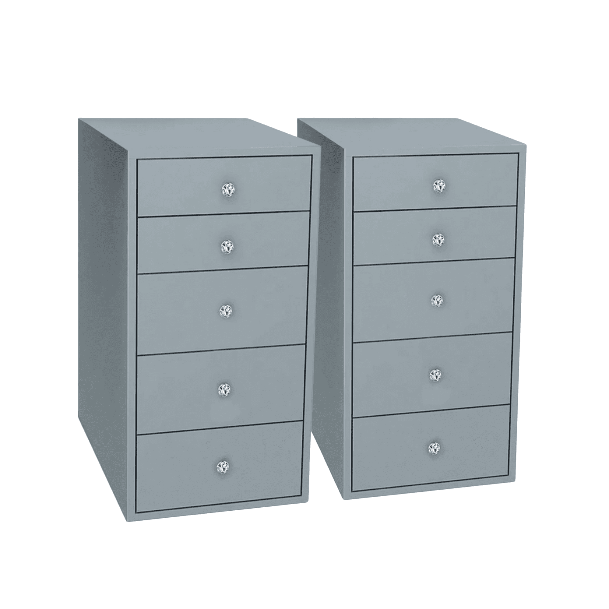 Impressions Vanity SlayStation 5 Drawer Makeup Vanity Storage Unit with Drawer Knobs (Silver)