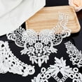 thumbnail image 4 of Parche de cuello con apliques de escote de 4 estilos, bordado de encaje floral, adorno de tela para mujer, cuello falso ahuecado blanco, chal desmontable, capa, parche para ropa, 4 of 9
