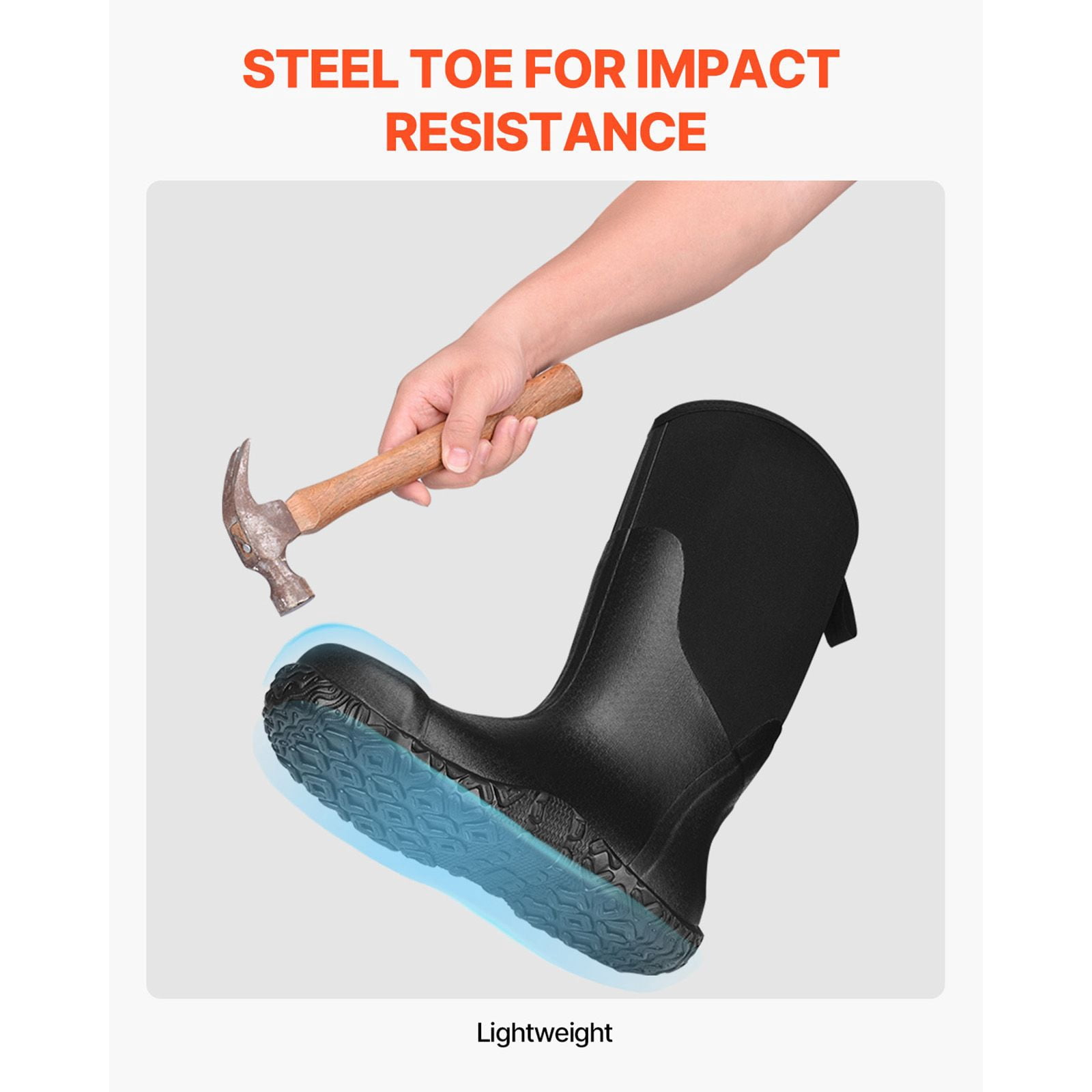 Men's Steel Toe Rubber Boots with 0.3" Insulation, Puncture-Resistant, 125,000 Flex Test, Sizes 9-13 for Work Rain Snow
