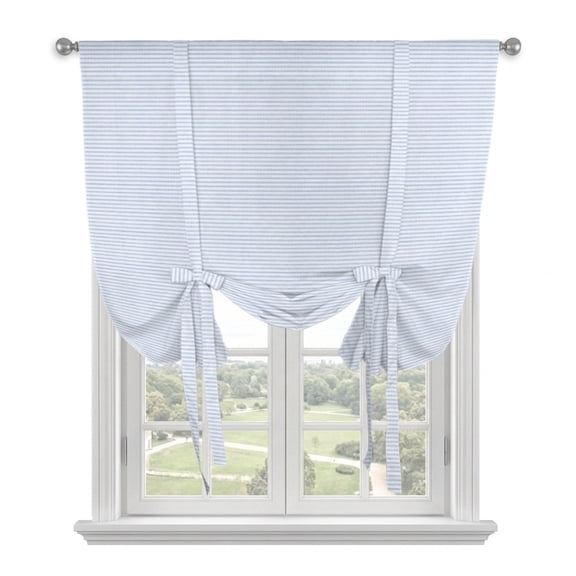 Boho Striped Balloon Curtains for Windows, Bedroom Curtains 54 Inch Length, Blue Horizontal Stripes Modern Minimalist Tie Up Curtains Panels Thermal Insulated Bathroom Curtains Window 42"x54"