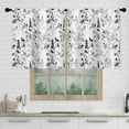 thumbnail image 3 of Watercolor Black White Grey Floral Leaf Kitchen Curtains Valances for Windows Over Sink 24 Inch Length Farmhouse Flowers Rod Pocket Short Curtain Drapes for Cafe Bathroom Small Window Decor, 3 of 6