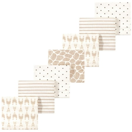 Luvable Friends Hudson Baby Flannel Receiving Blankets 7pk, Beige Giraffe