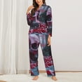thumbnail image 2 of Fotbe Gothic Red Skull Cemetery Pattern Long Sleeve Pajama Set for Women,Sleepwear Set,2-piece Loungewear Set,Soft PJs Comfy Nightwear with Pockets -Medium, 2 of 7