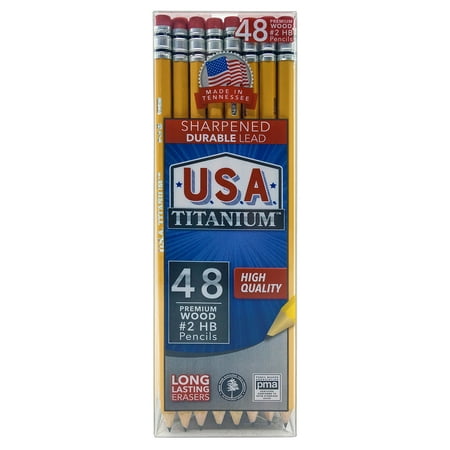 USA Titanium Pre-Sharpened #2 HB Pencils – 48 Count, Latex-Free, PMA Certified