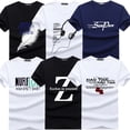 thumbnail image 2 of TEXIWAS-Camiseta ajustada con estampado de marca de moda para hombre, camiseta informal de cuello redondo, camisetas de algodón de talla grande M-5XL, 6 uds., 2 of 4