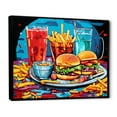 thumbnail image 2 of Designart "Fast Food Feast Pop Art Hamburger Meal II" Food & Beverage Floater Framed Canvas Print, 2 of 7