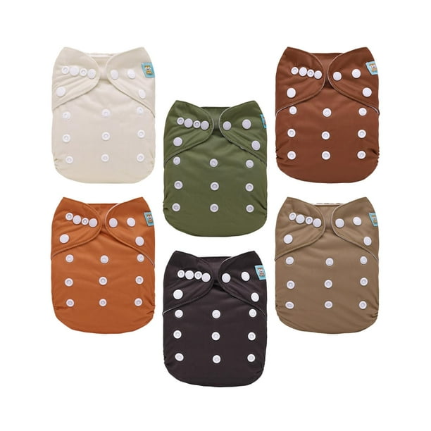 Pañales de tela para bebés ALVABABY, paquete de 6, ajustables y reutilizables