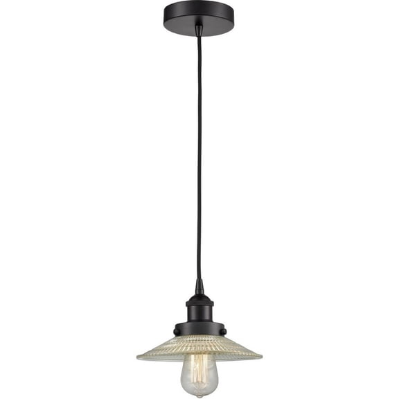 616-1PH-BK-G2 Innovations Lighting Halophane - 1 Light Mini Pendant In Industrial Style-8 Inches Tall and 8.5 Inches Wide-Matte Black Finish-Clear