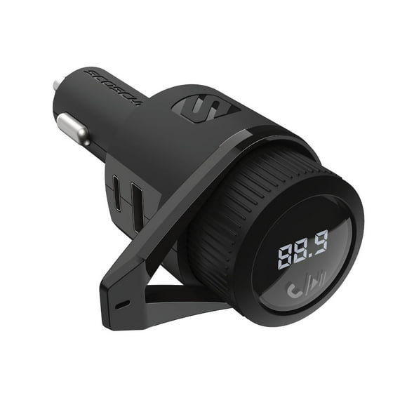 Scosche BTFM9-SP Bluetooth FM Transmitter Dual 12W Ports Fast Car Charger, BT FM TRNS MTTR USB-C