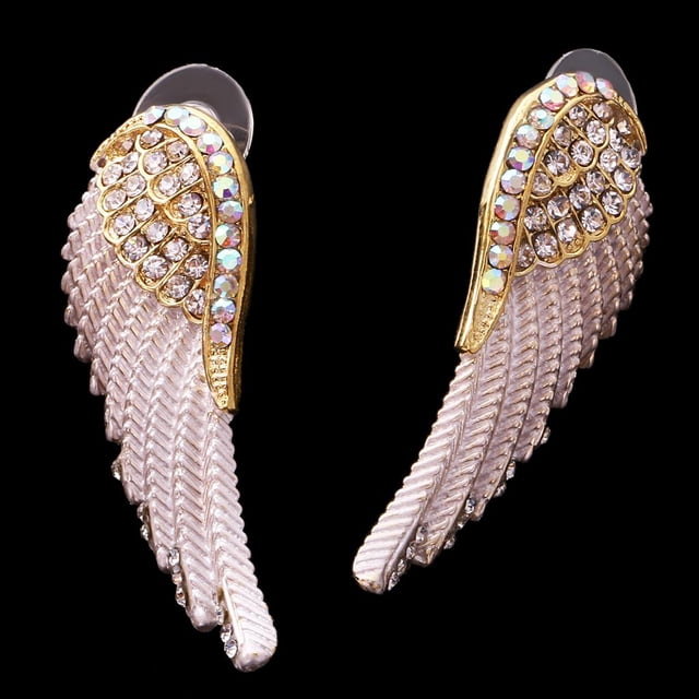 1 Par de Pendientes de ángel, Pendientes Colgantes de Cristal, Joyería de Moda para Mujer Salvador Pendientes cristalinos del Rhinestone
