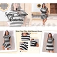 thumbnail image 2 of Agnes Orinda Plus Size Tunic Dress for Women 2025 Summer Short Sleeve Striped Casual t Shirt Dress 1X Black, 2 of 8