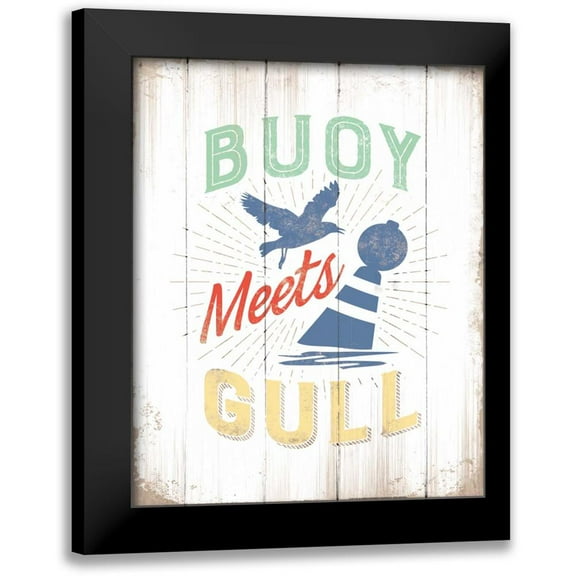 Brando, JJ 12x14 Black Modern Framed Museum Art Print Titled - Buoy Meets Gull