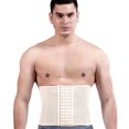 thumbnail image 1 of Corsés de entrenamiento de cintura para hombres con cinturón de sudor de hueso de acero Traje de sauna para fitness Body Shaper Blanco (M), 1 of 5