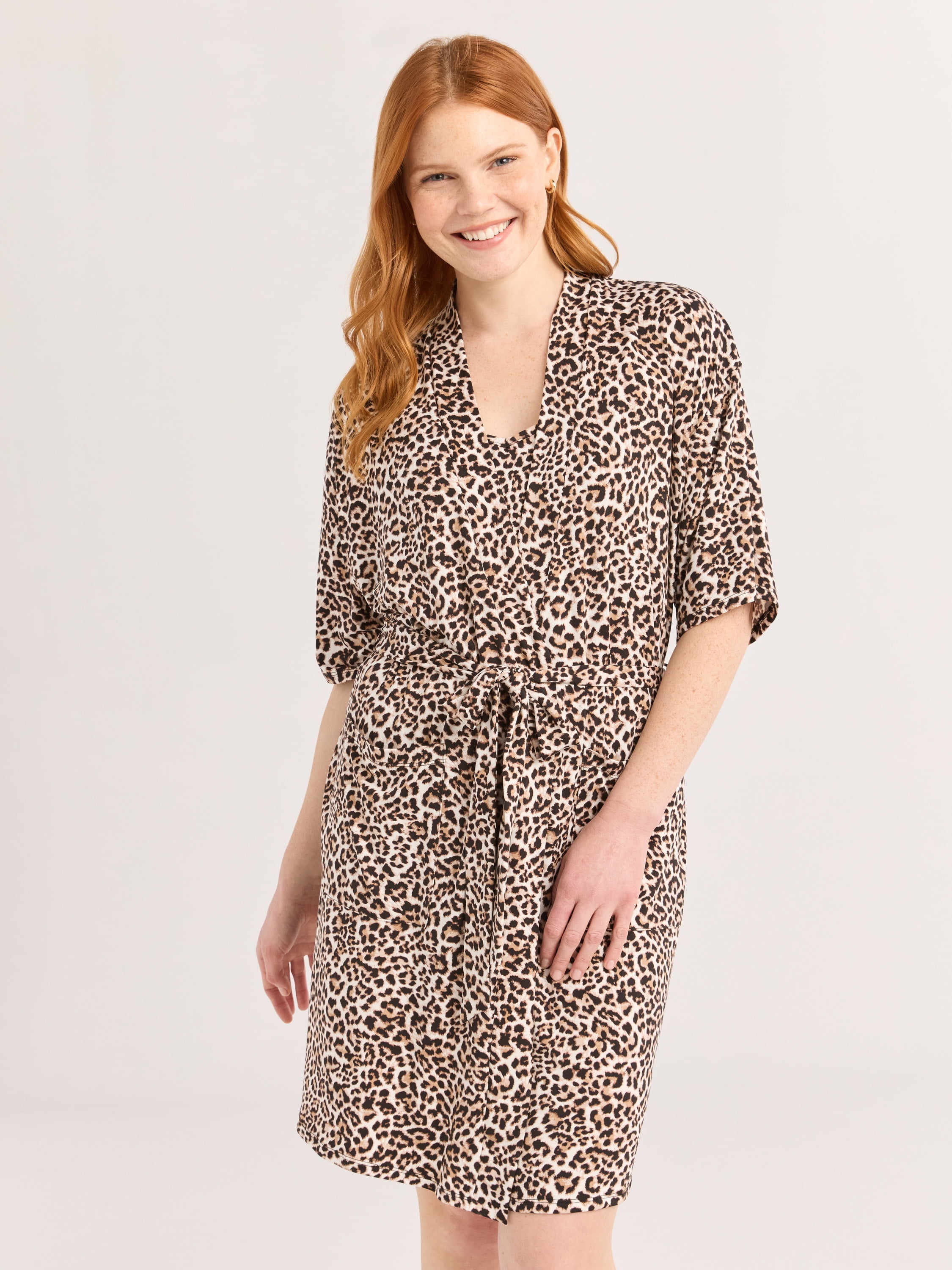 Joyspun Women’s Cami, Shorts, and Robe Travel Pajama Set, 3-Piece, Sizes S-3X