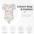 thumbnail image 4 of Saiise Justaucorps à Manches Courtes pour Femmes Motif Chiot Teckel Col Rond Pyjama Extensible avec Fermeture à Pression-Moyen, 4 of 7