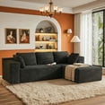 thumbnail image 6 of Cloud Couch, Lofka 105" Cloud Modular Sectional Sofa, Corduroy L-Shape Couch with Chaise, Deep Seat Boneless Floor Sofa for Living Room, Black, 6 of 14