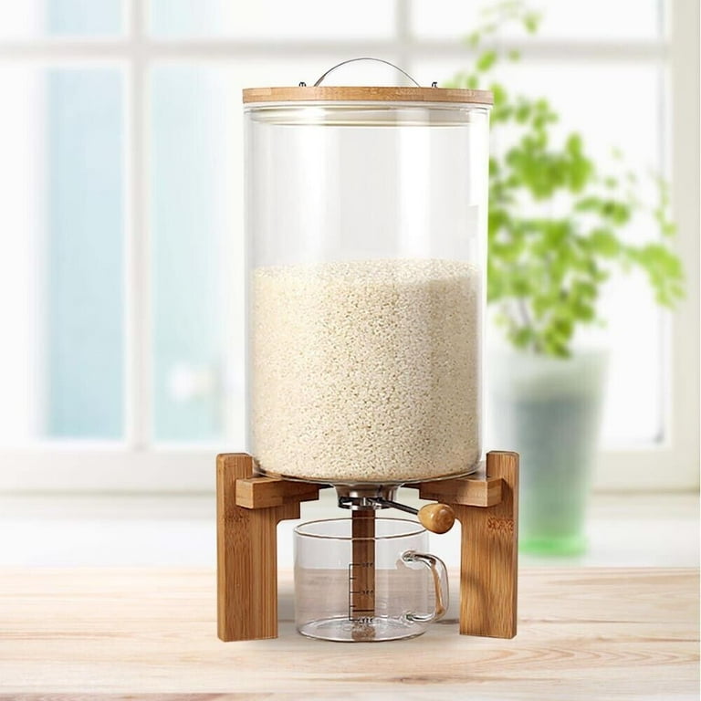 180 ml Bamboo Cover Sealed Glass Jars Kitchen Cereal Dispenser