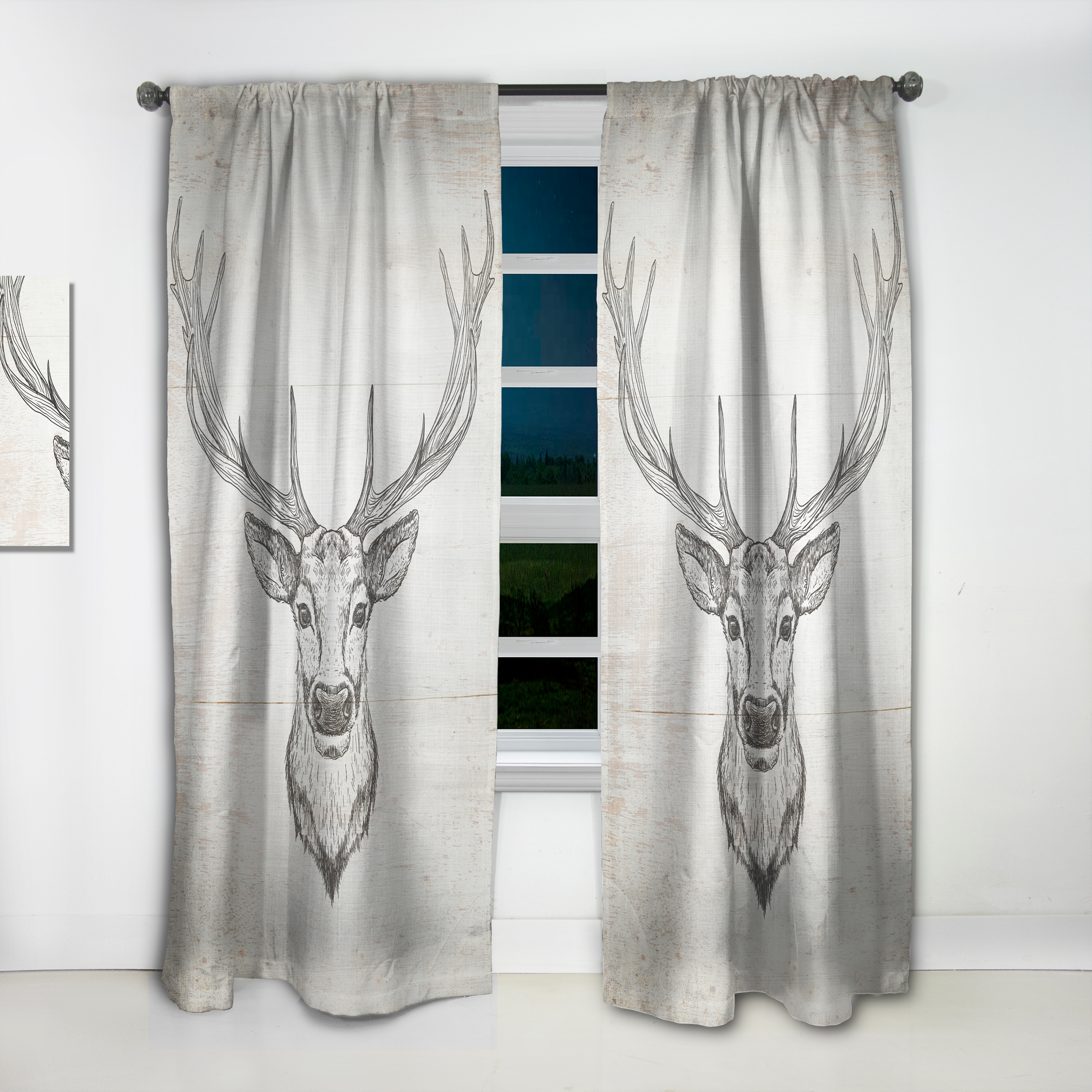 Designart 'Beautiful and Wild Deer IV' Farmhouse Curtain Panel