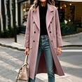thumbnail image 4 of IUYRTFE Women's Long Overcoat Lapel Collar Button Down Knee Length Coat with Pockets Lined, 4 of 9