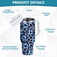 thumbnail image 2 of Yayeee 30oz Stainless Steel Tumbler with Straw and Handle Double-Wall Insulated Travel Water Bottle, Blue Floral Leopard Pattern, 2 of 8