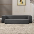 thumbnail image 5 of ijuicy Twin Size Foldable Sleeper Sofa Bed with Linen Upholstered, Convertible Sofa with 3 Ottomans, Fold Out Futon Sofa Bed with Memory Foam Mattress, Twin Size Floor Couch, Dark Grey, 5 of 7