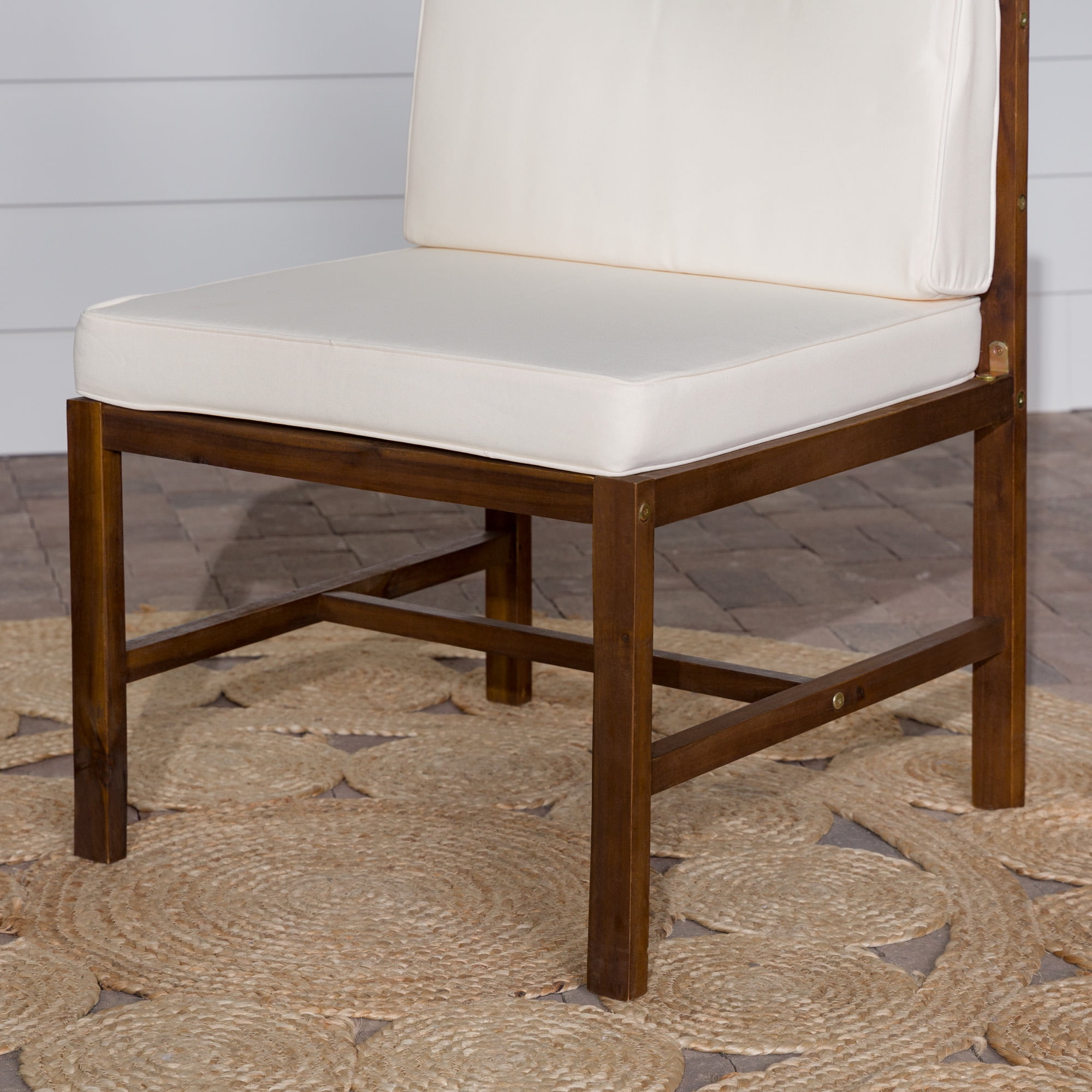 Modular Outdoor Dark Brown Acacia Wood Armless Chair by Manor Park