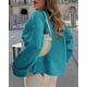 thumbnail image 2 of Suéter PRETTYGARDEN Oversize con Cuello Redondo y Textura Suave XS Azul Lago, 2 of 8