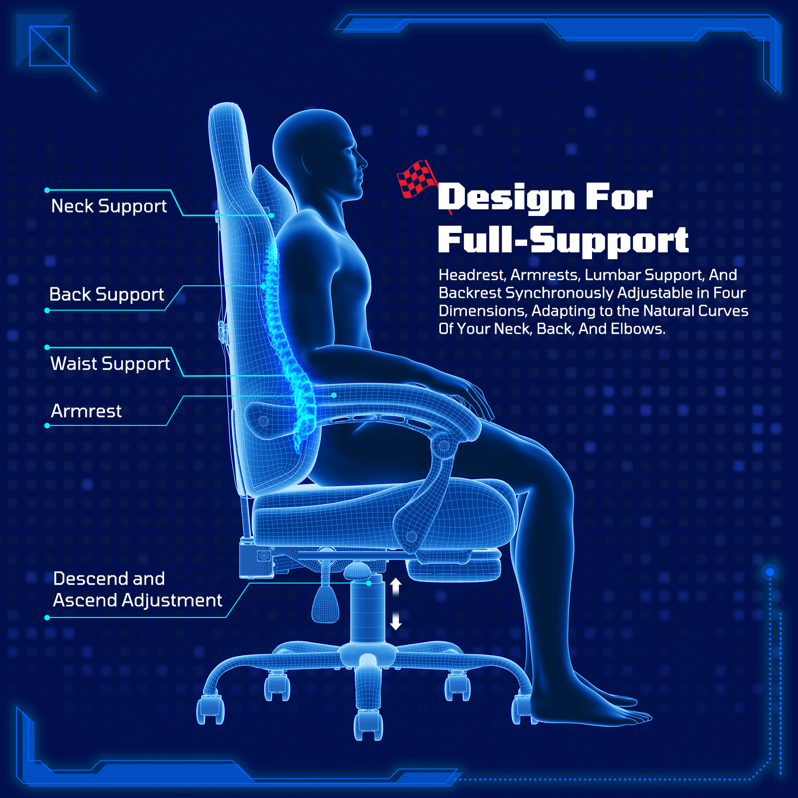 RSPGame Ergonomic Gaming Chair With Pocket Spring Cushion photo 8