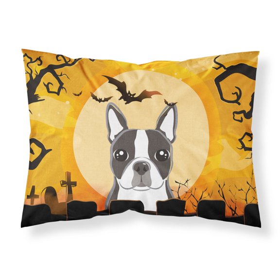 Carolines Treasures BB1761PILLOWCASE Halloween Boston Terrier Fabric Standard Pillowcase Standard multicolor