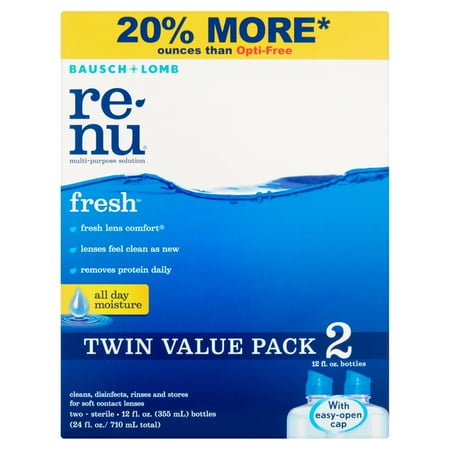 Bausch & Lomb Re-Nu Fresh Multi-Purpose Solution Twin Value Pack, 12 fl oz, 2 count