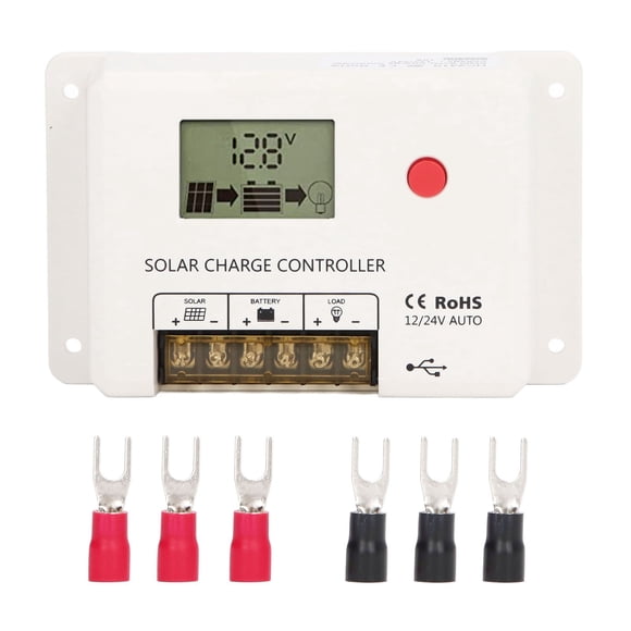 Controlador de carga solar PWM de 32 bits con chip de control de alta velocidad LCD IP32, controlador de cargador de panel solar de 12 V, 24 V y 10 A.