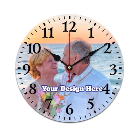 Personalized Large Decorative Wall Clock 24 Custom Any Photo/Logo/Text Big Clocks Silent Non-Ticking Battery Operated Wooden Clock Customized Wedding Clock Gift Modern Home Decoration