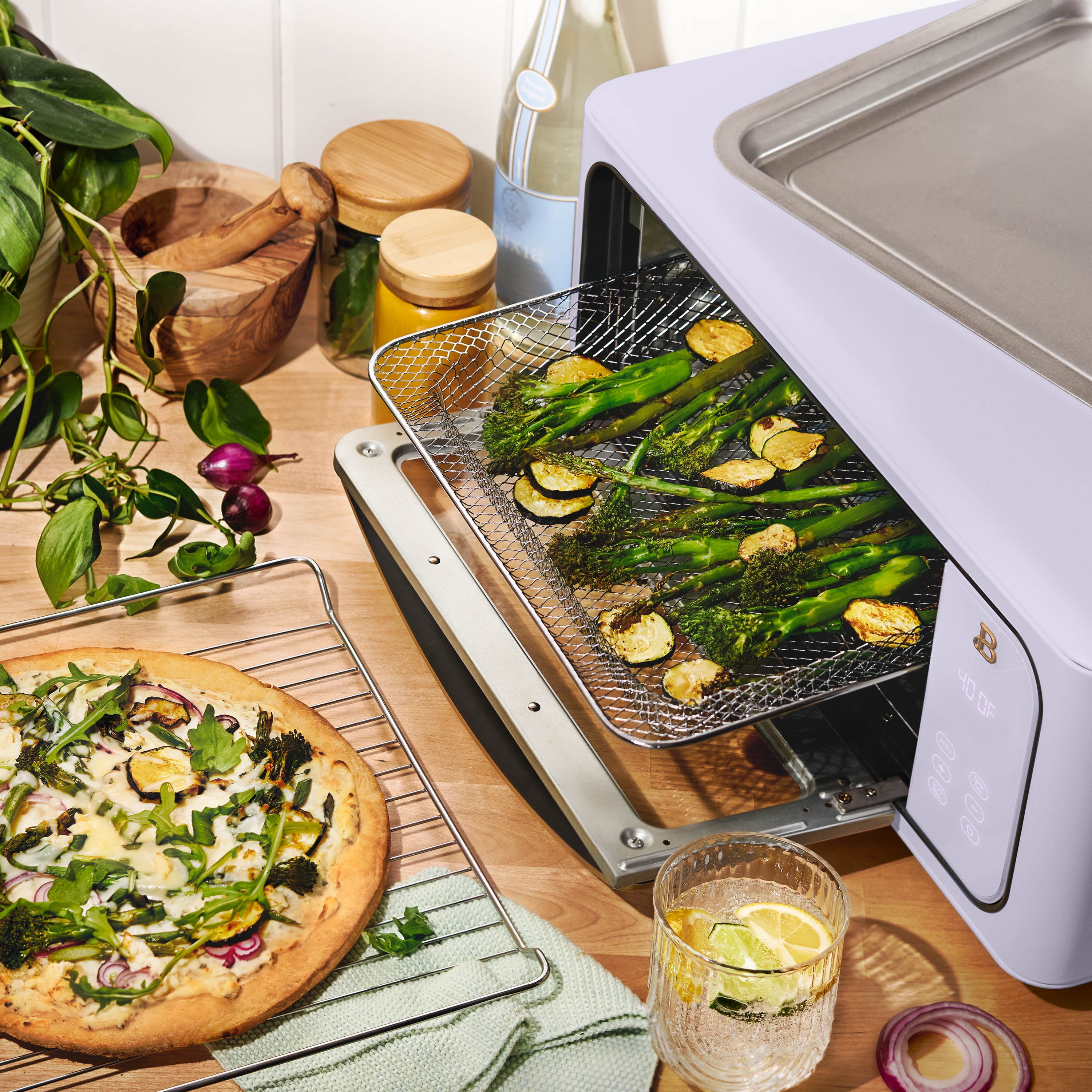 Beautiful Infrared Air Fry Toaster Oven, 9-Slice, 1800 W, Lavender by Drew Barrymore