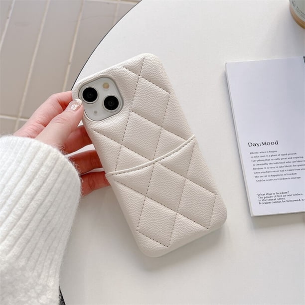 Estuche de cuero a prueba de golpes con patrón de rombos de lujo para iPhone 14 11 12 13 Pro Max, lindo tarjetero de moda zhangyuxiang LED