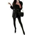 thumbnail image 4 of HUBERY Women Double-Breasted Lapel Collar Long Sleeve Solid Color Blazer Jacket, 4 of 5
