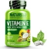 NATURELO Vitamin E - 180 mg (300 IU) of Natural Mixed Tocopherols from Organic Whole Foods - Supplement for Healthy Skin, Hair, Nails, Immune & Eye Health - Non-GMO, Soy Free - 90 Vegan Caps