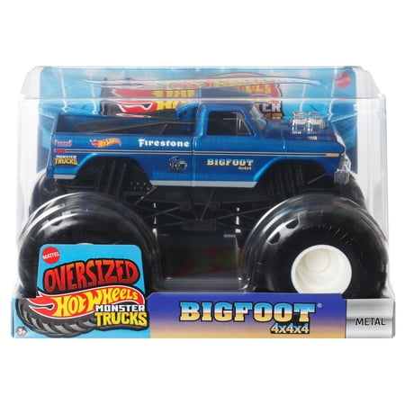 Hot Wheels Monster Trucks, Oversized Monster Truck, 1:24 Scale Die-Cast Toy Truck with Giant Wheels and Cool Designs