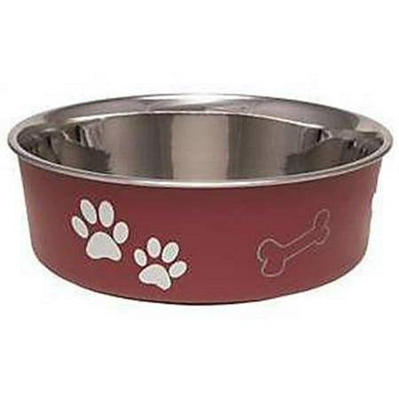 UPC: 0842982074149 | Loving Pet Products Pawprints and Bones Bella Bowl Dog Bow Small Red