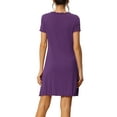 thumbnail image 3 of INSPIRE CHIC Camisón de Mujer de Manga Corta con Volantes, Vestido de Noche, Ropa de Casa, Camisones Talla S, Púrpura Oscuro, 3 of 6